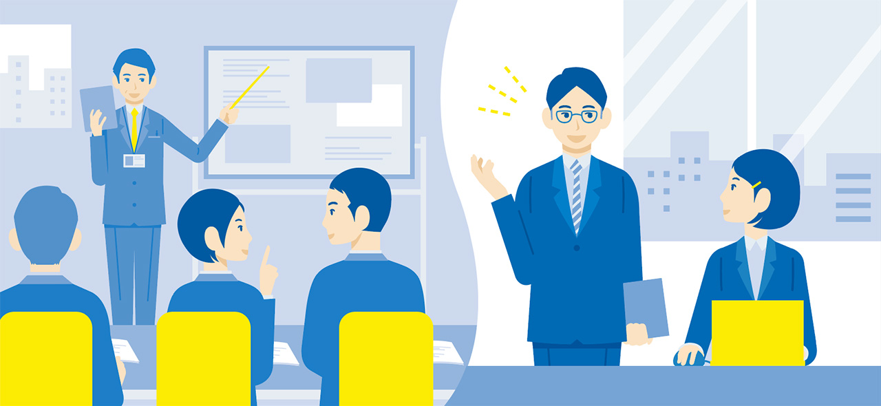 インターンシップを体験している就活生のイラスト