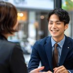 面接での学生と人事担当者