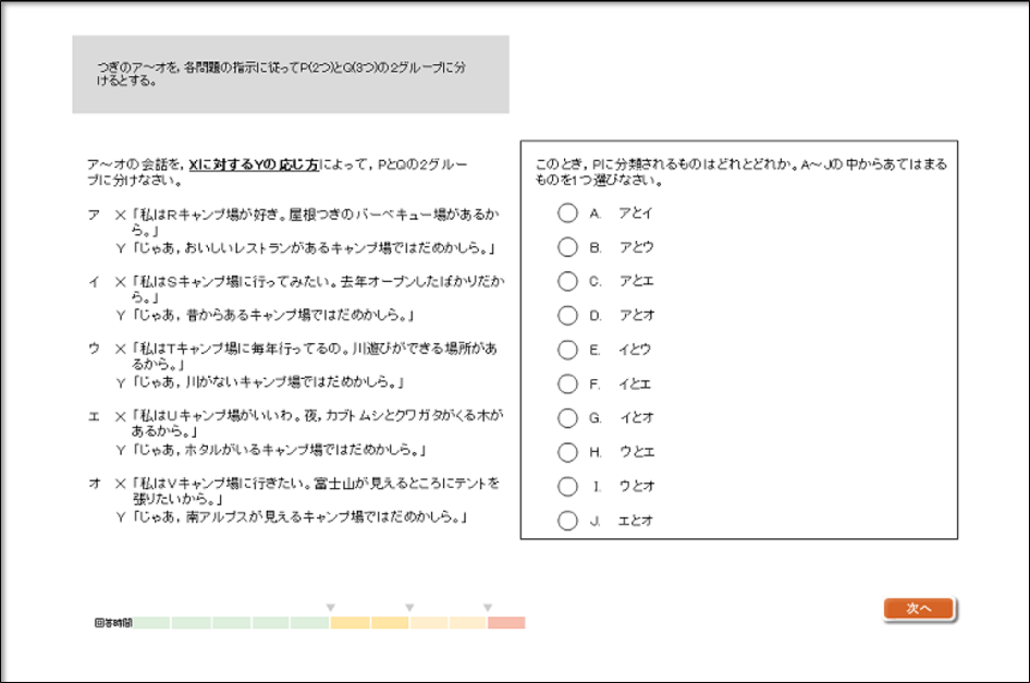 構造的把握力検査のパソコンでの表示例
